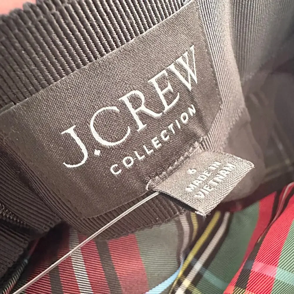 J. Crew Collection NWOT Stewart Black Red Green Tartan Long Ruffle Skirt 6 BD527